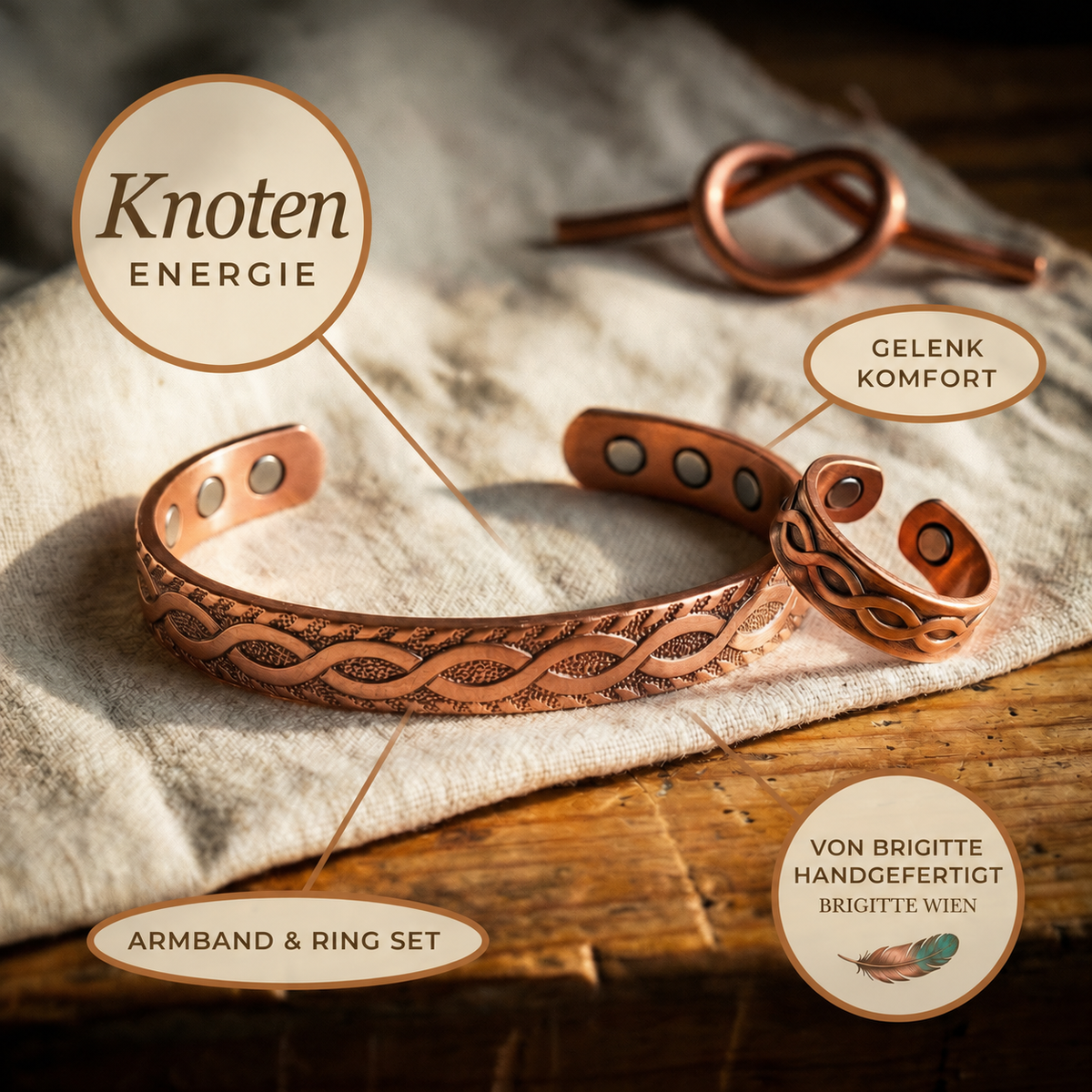 Luma & Reed Copper Jewellery Set “Knot”