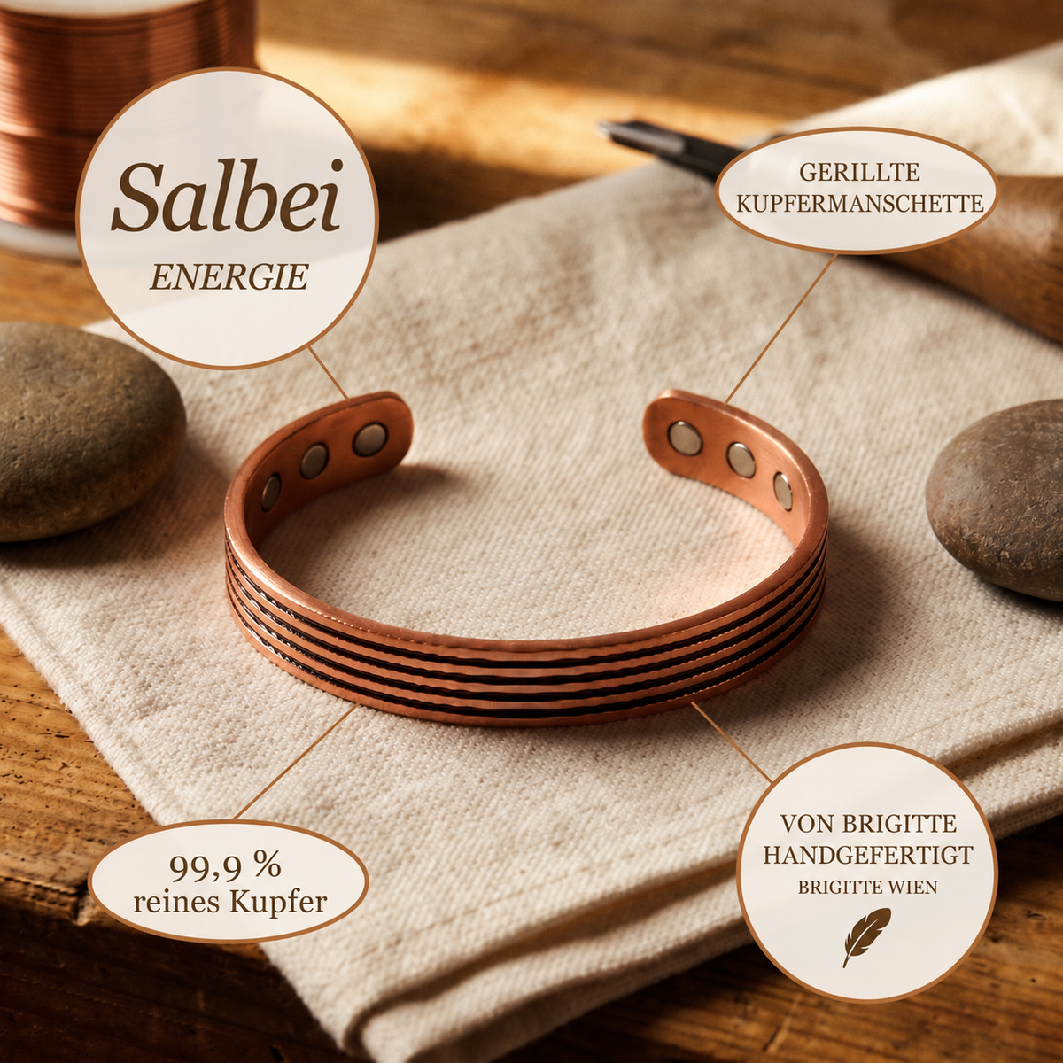 Luma & Reed Copper Bracelet “Sage”