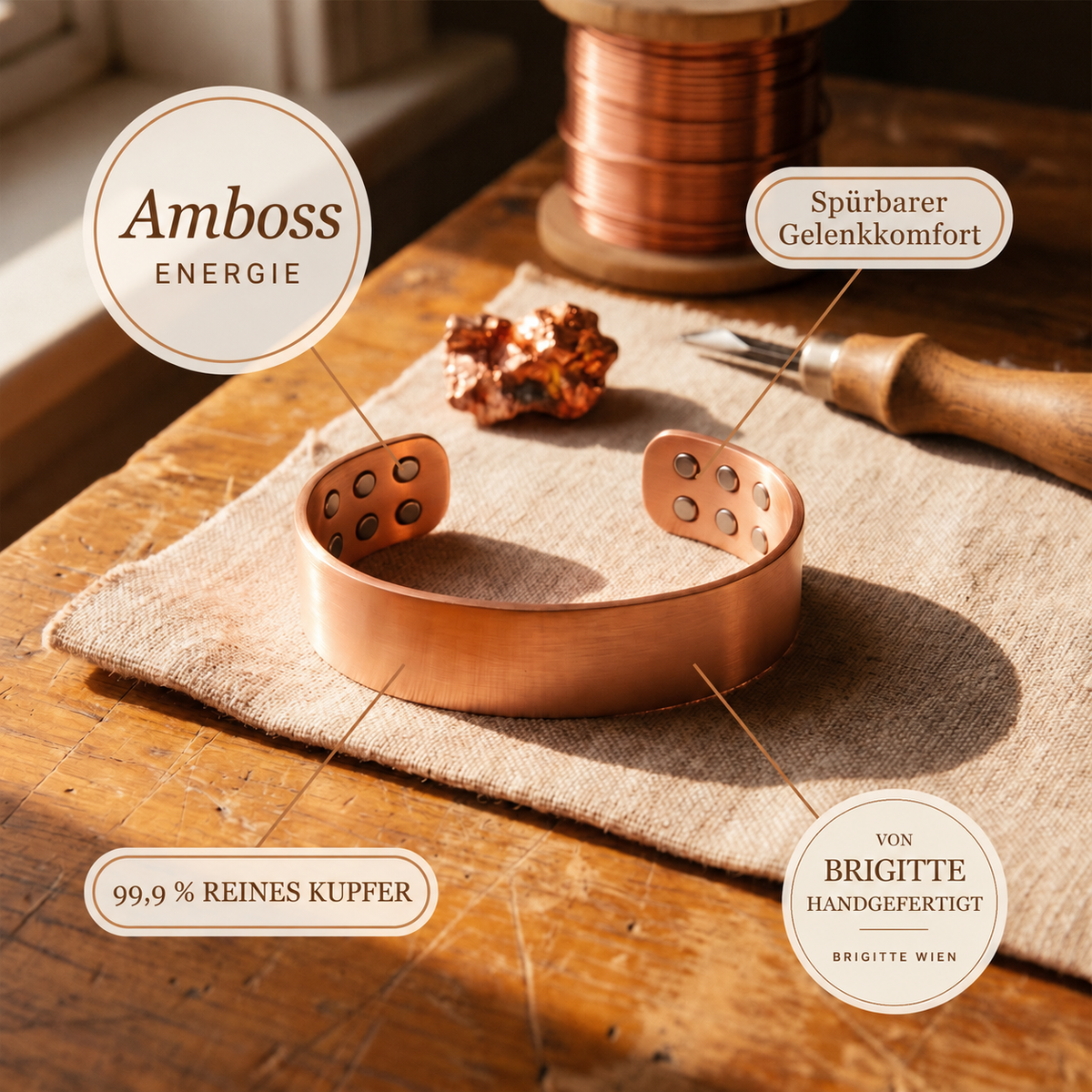Luma & Reed Copper Bracelet “Anvil”