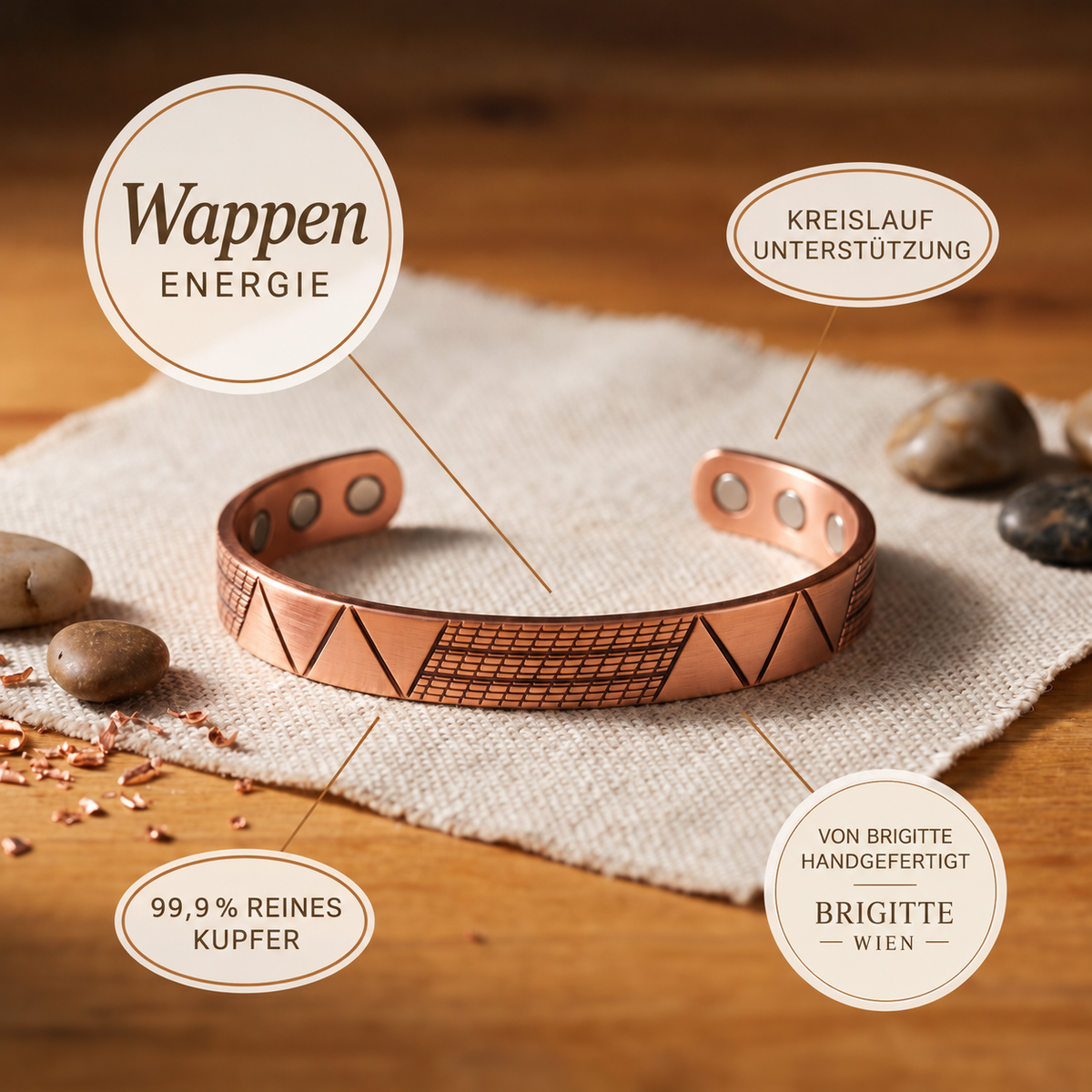 Luma & Reed Copper Bracelet “Crest”