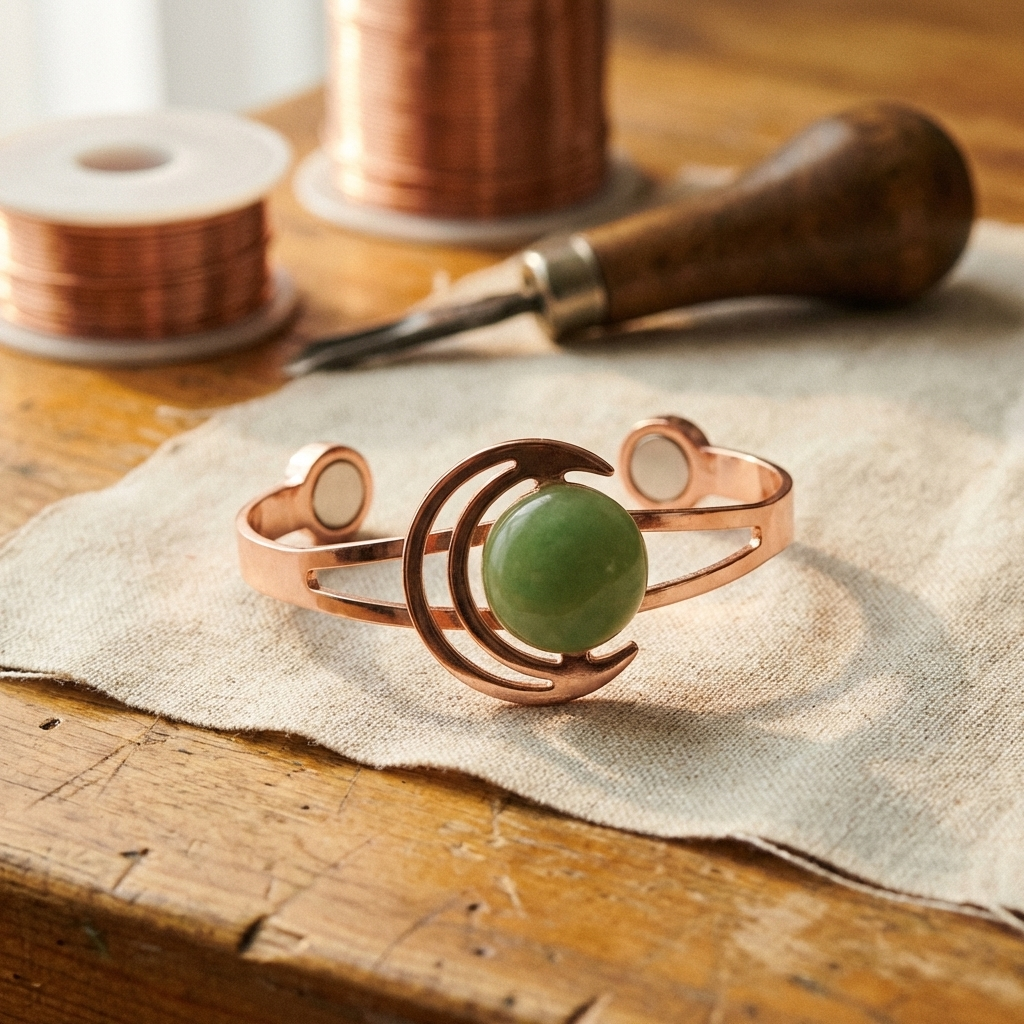 Luma & Reed Copper Bracelet “Sphere Green”