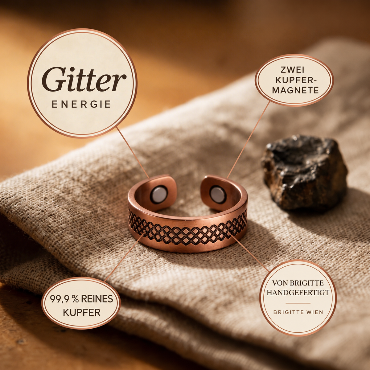 Luma & Reed Copper Ring “Lattice”