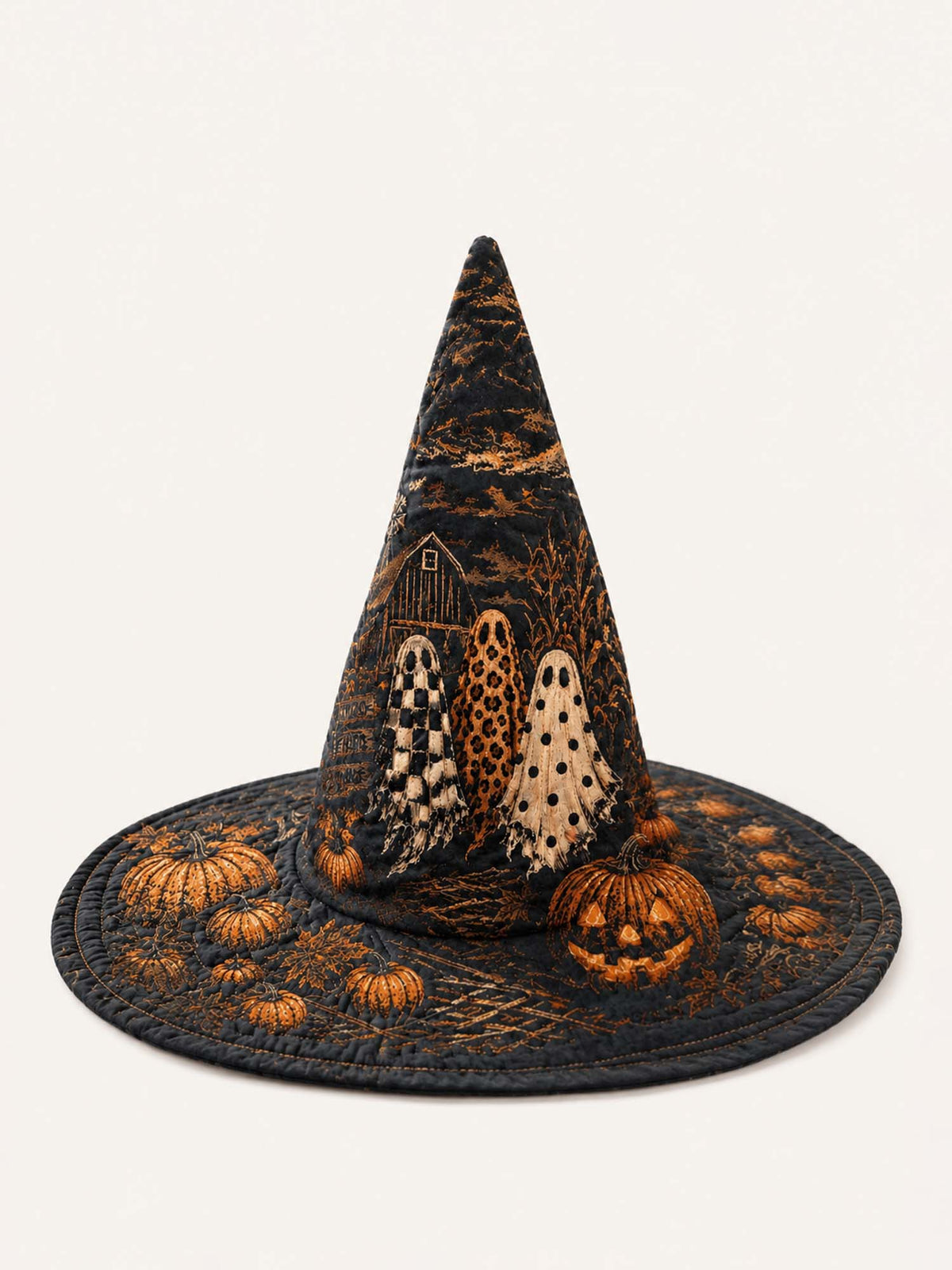Handmade Quilted Witch Hat β Haunted Pumpkins for Halloween