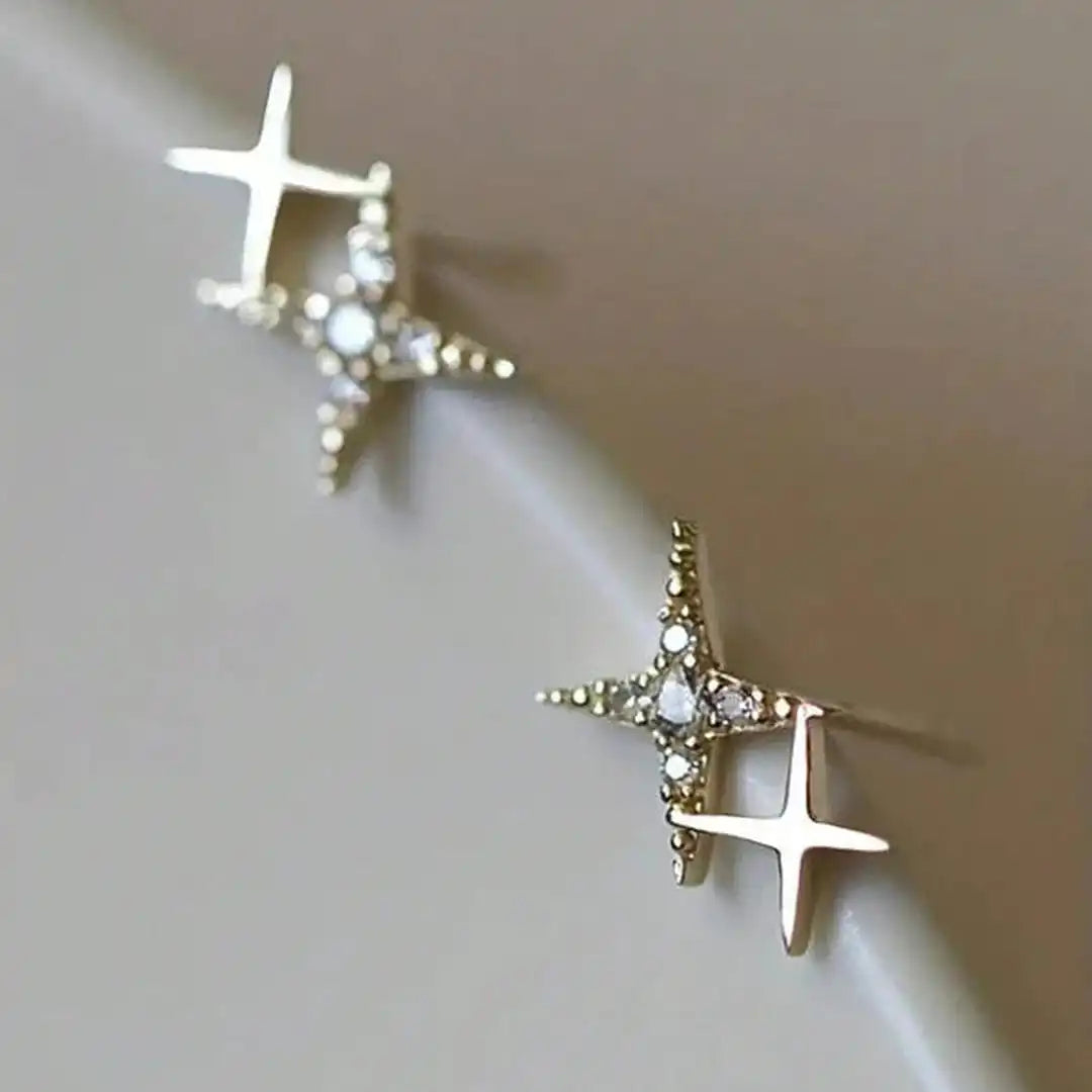 Star Stud Earrings with Zirconia