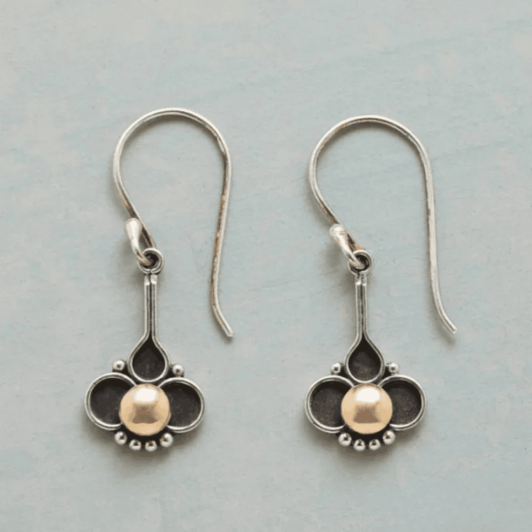 Drop Earrings with Clover Motif