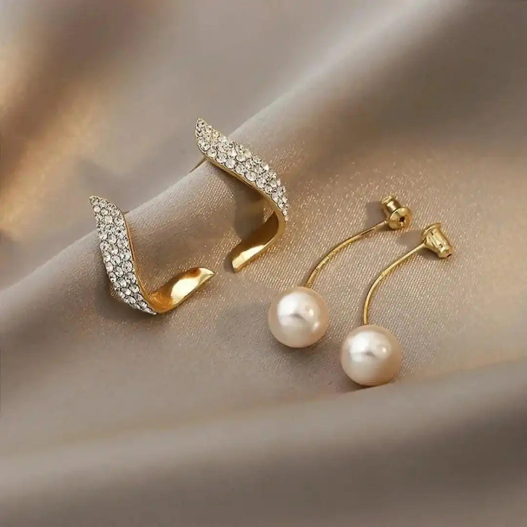 Earrings with Pearl and Zirconia Arch