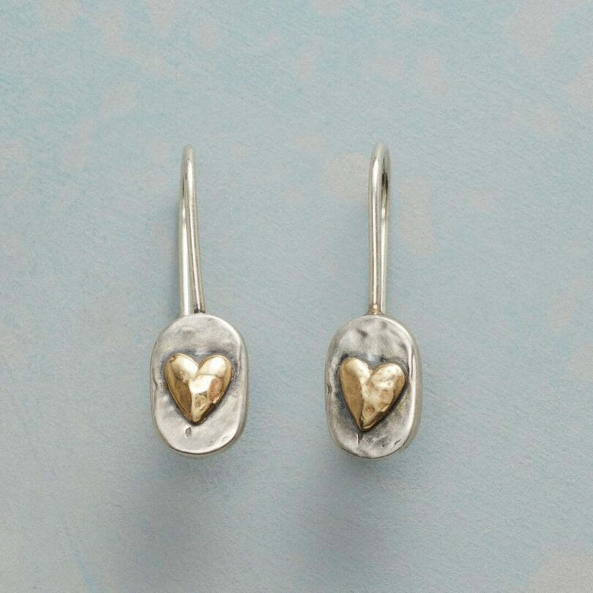 Vintage Drop Earrings with Gold Heart