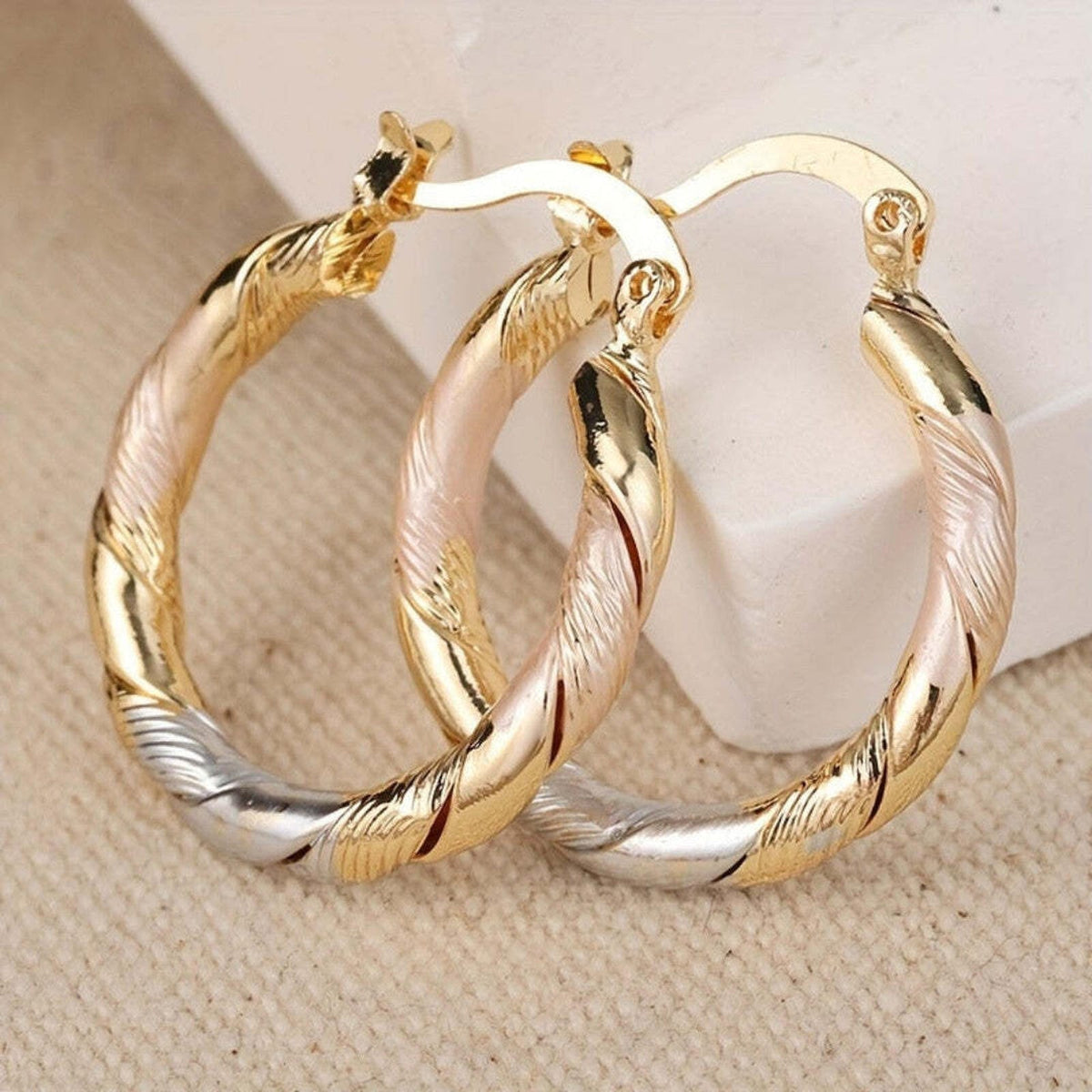 Twisted Hoop Earrings in Gold, Silver and Rosé
