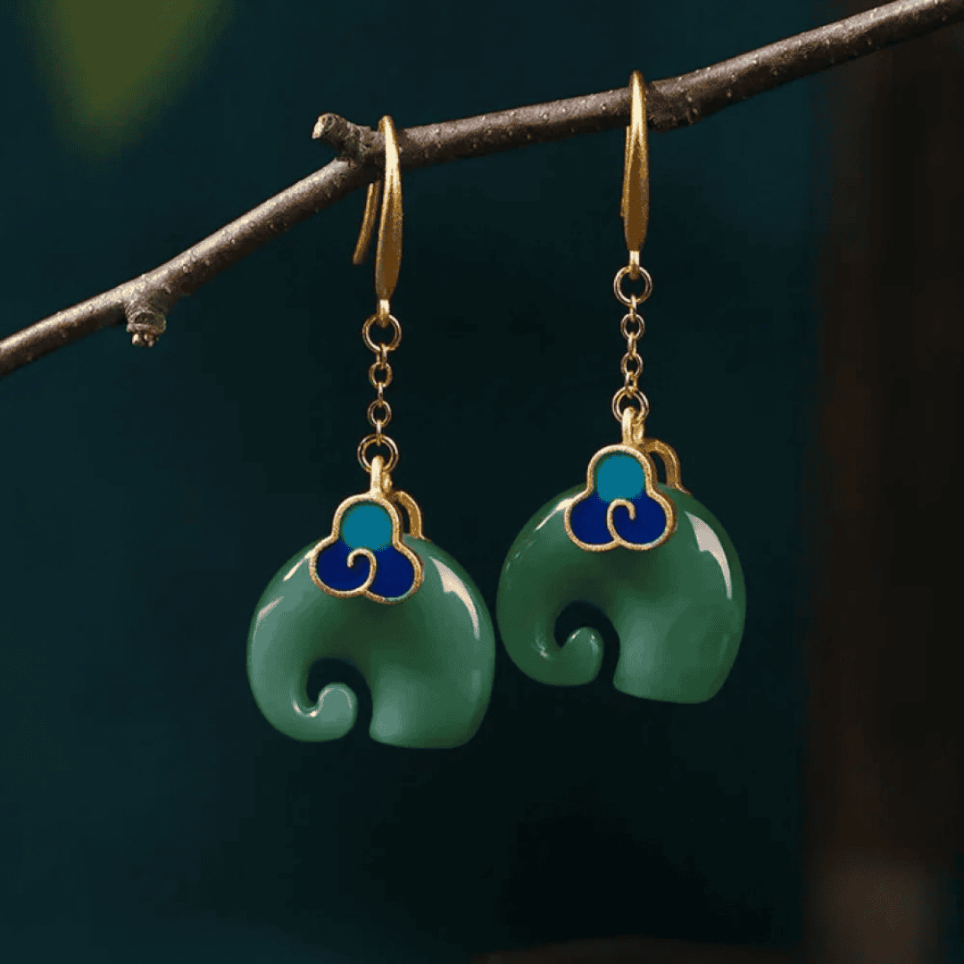 Elephant Earrings in Green
