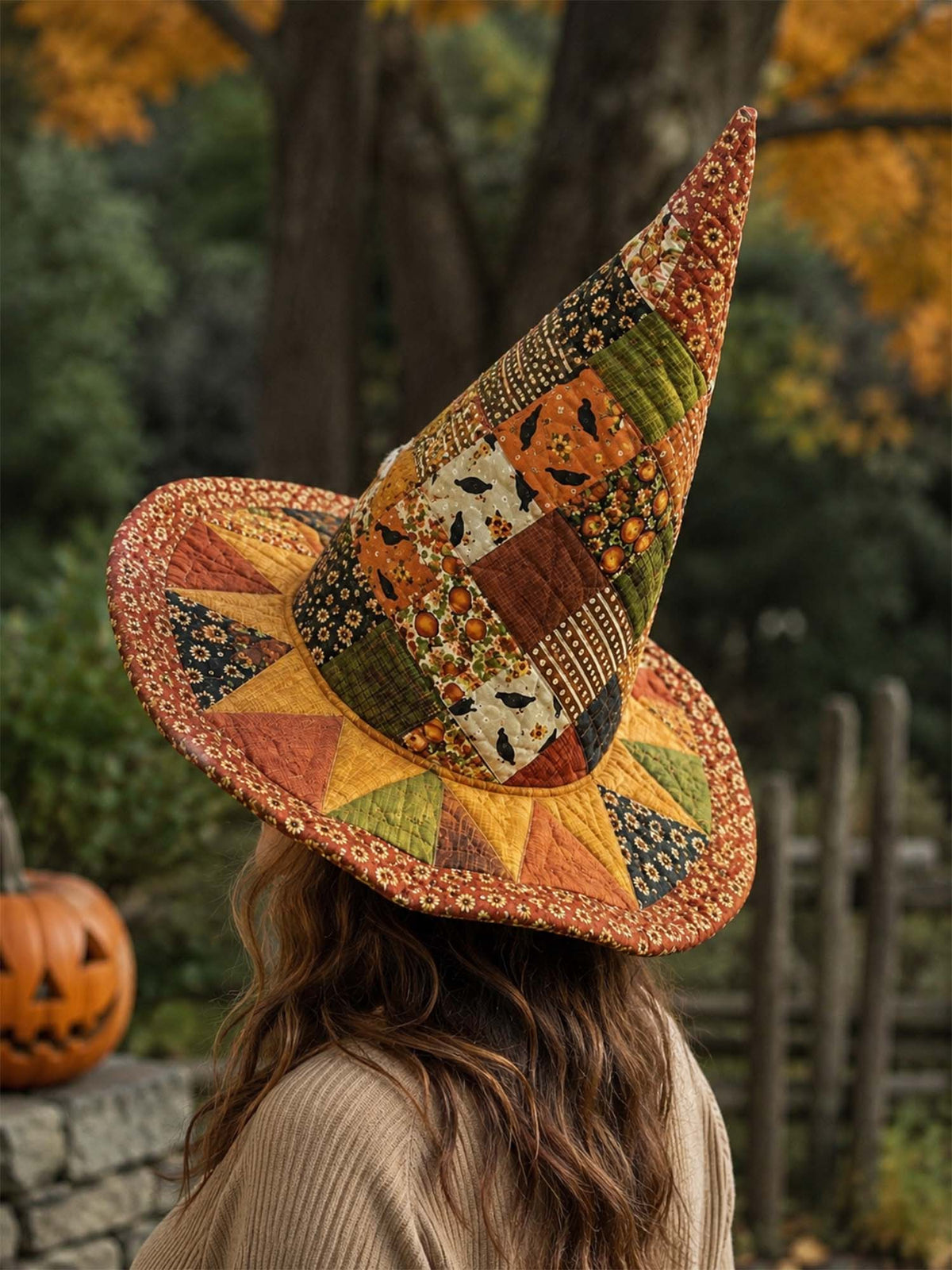 Handmade Quilted Witch Hat β Nostalgic Harvest Pumpkins