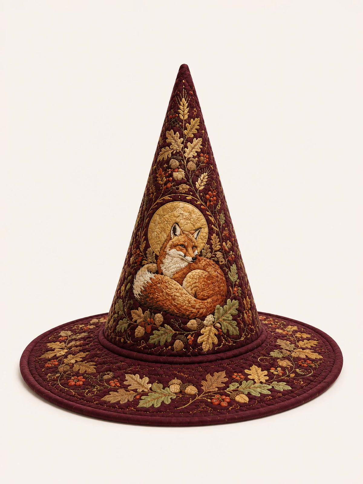 Handmade Quilted Witch Hat β Autumn Fox at the Woodland Cabin