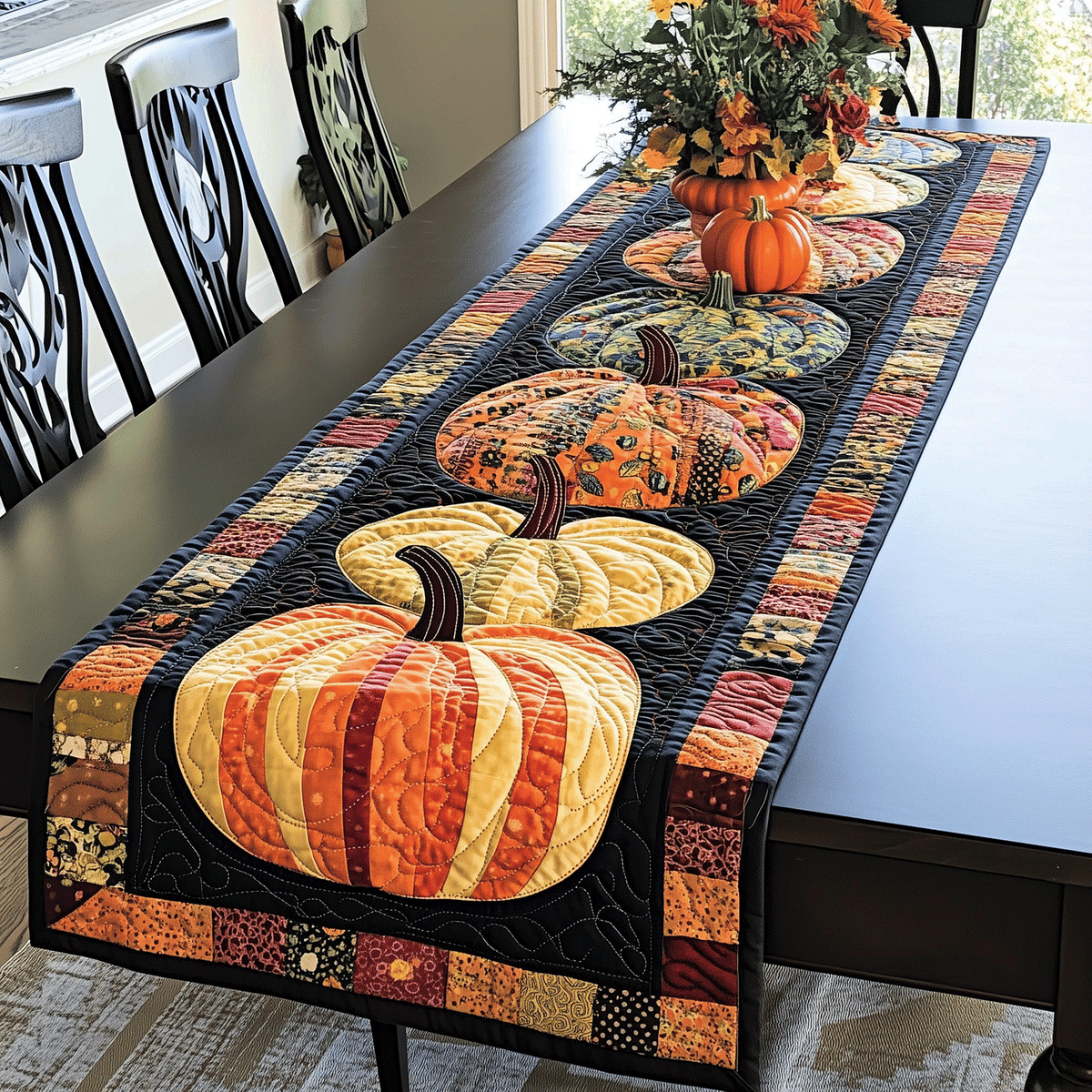 Quilted Table Runner – Pumpkin Design