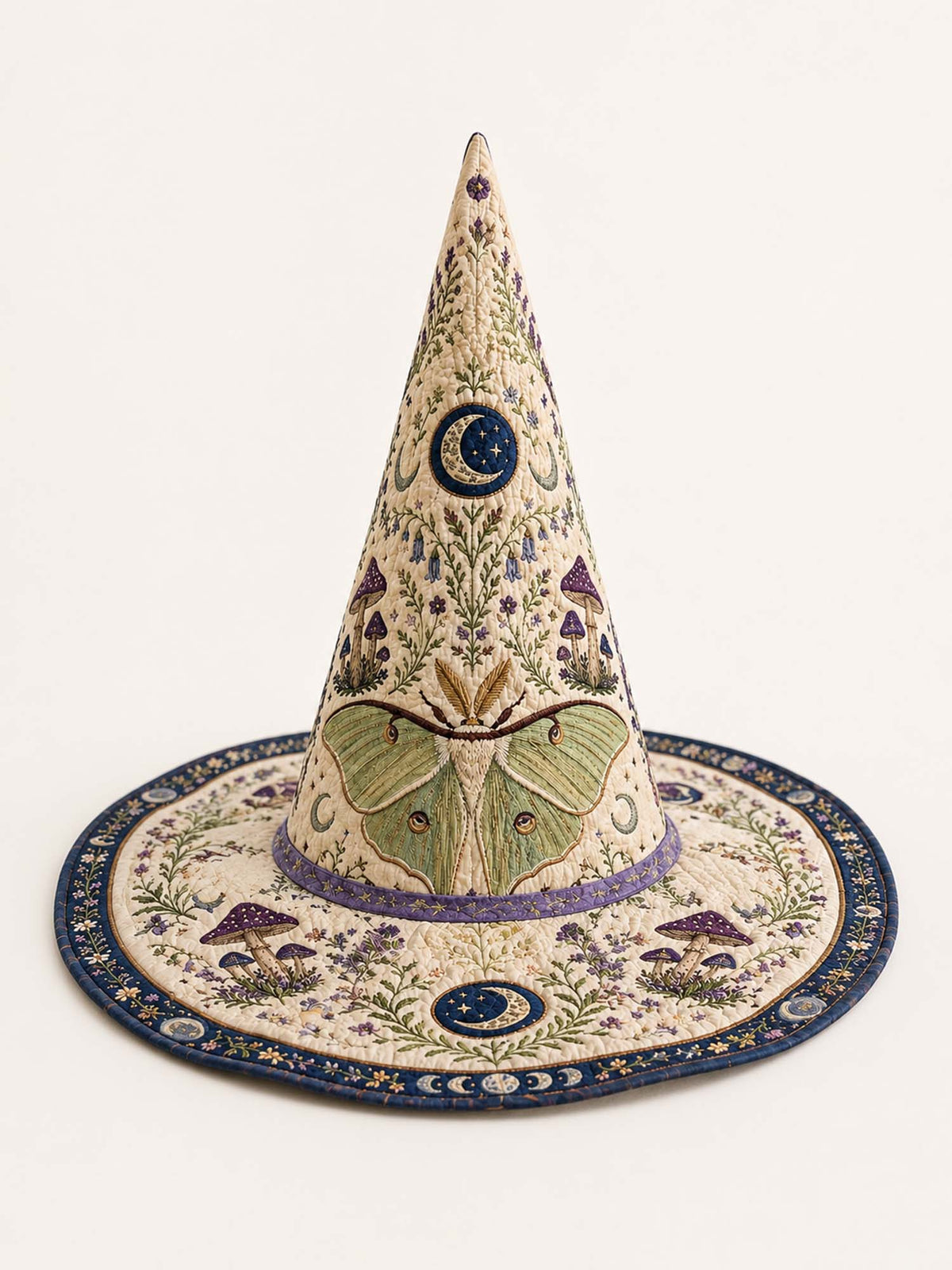 Handmade Quilted Witch Hat β Botanical Fantasy World in Country Style