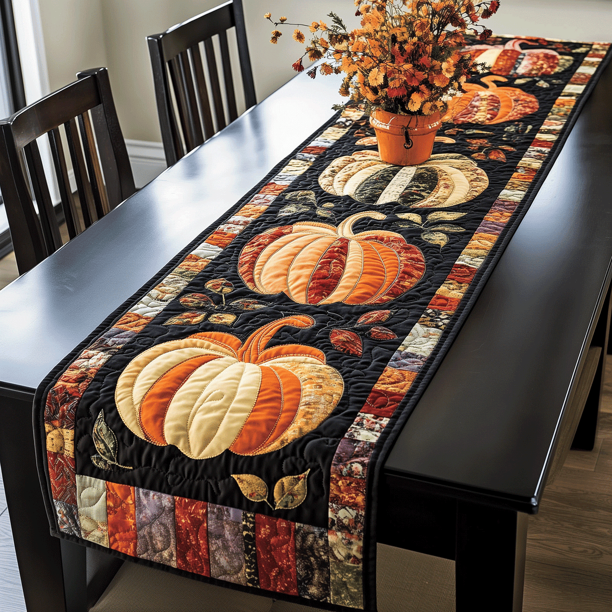 Quilted Table Runner – Pumpkin Design