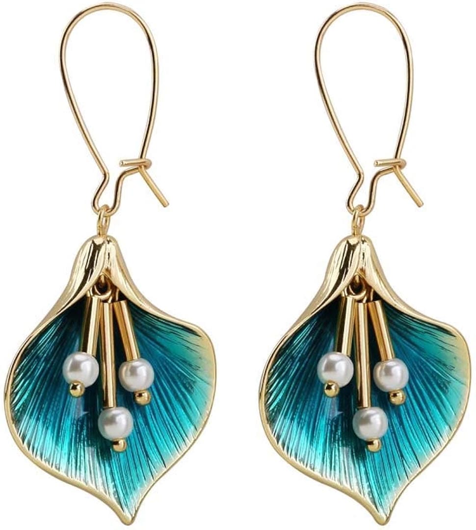 Calla Drop Earrings in Teal