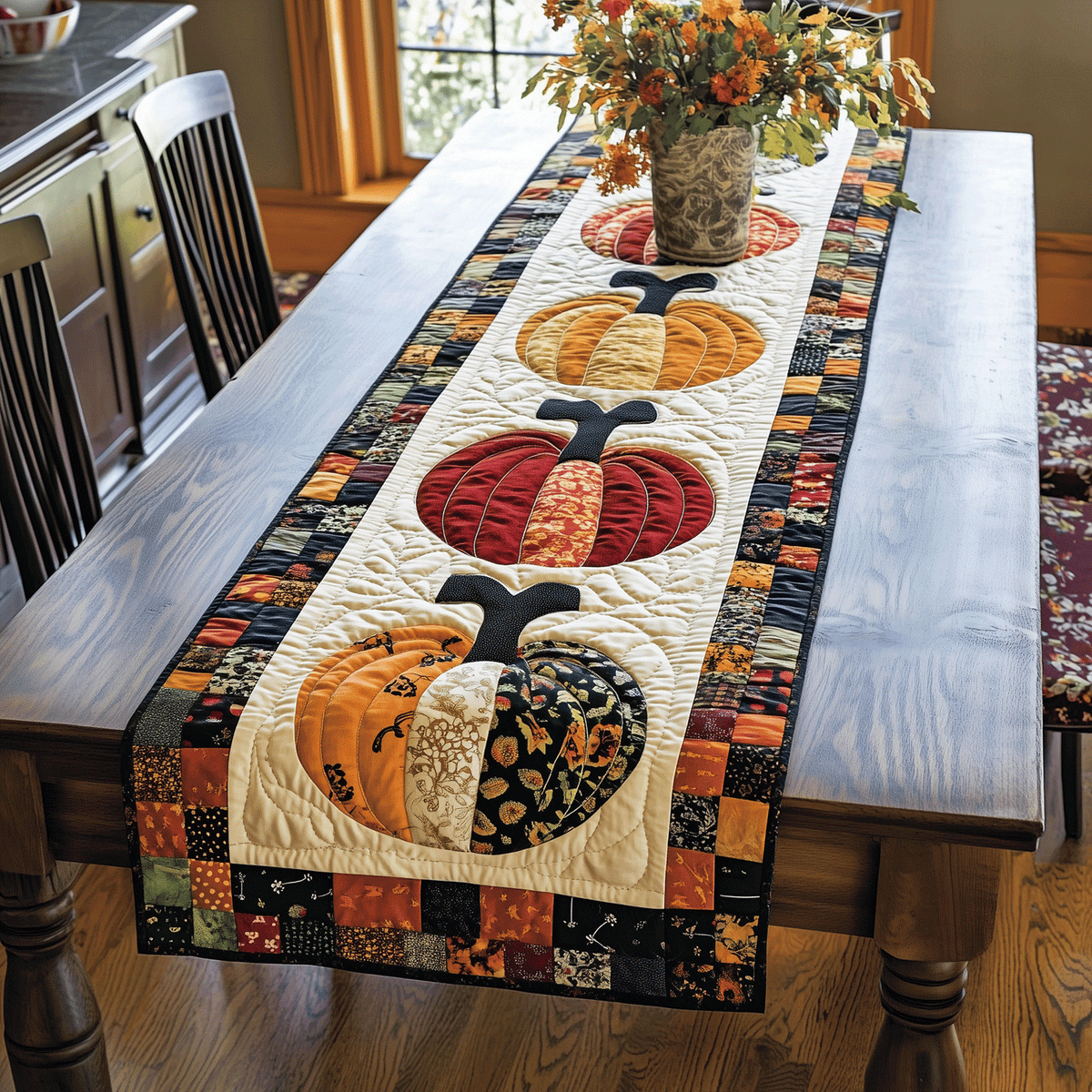 Quilted Table Runner – Pumpkin Design