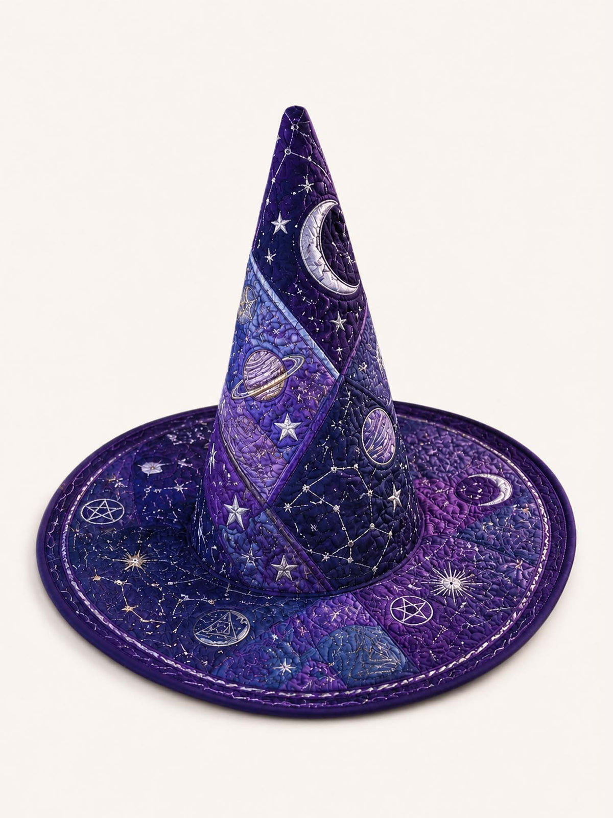 Handmade Quilted Witch Hat β Dark Academia and Cosmic Motifs