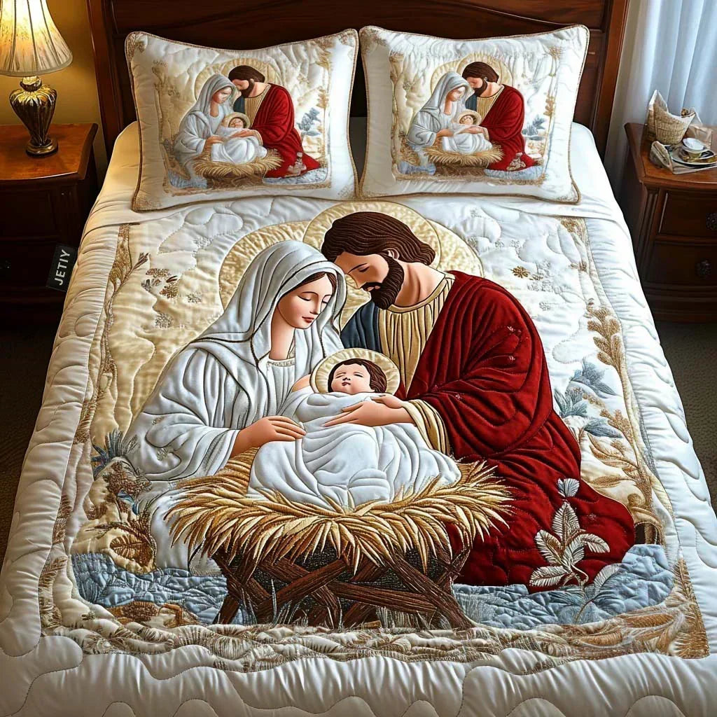 3-Piece Quilted Bedding Set – Christmas Magic
