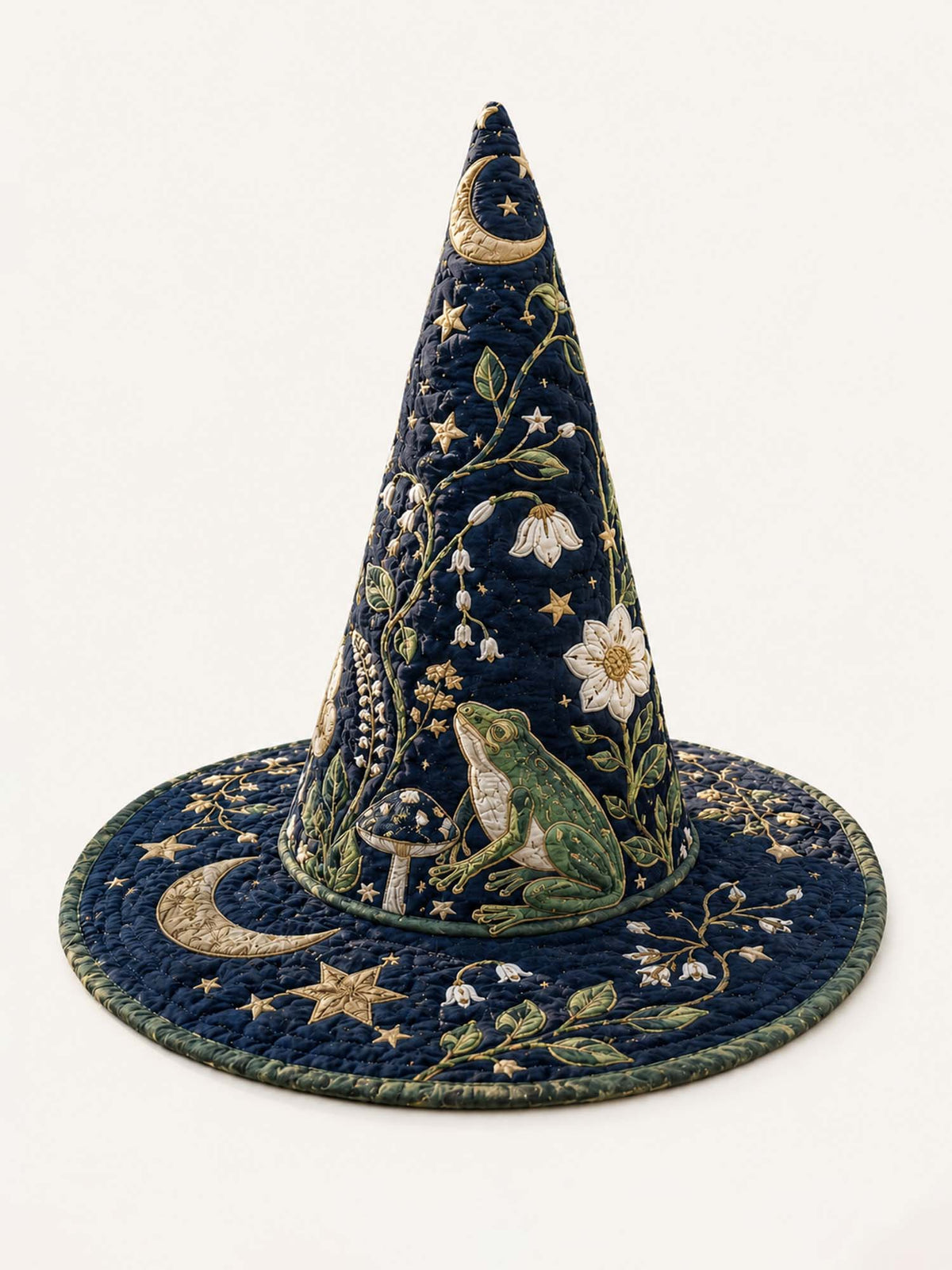 Handmade Quilted Witch Hat β Enchanted Moon Garden