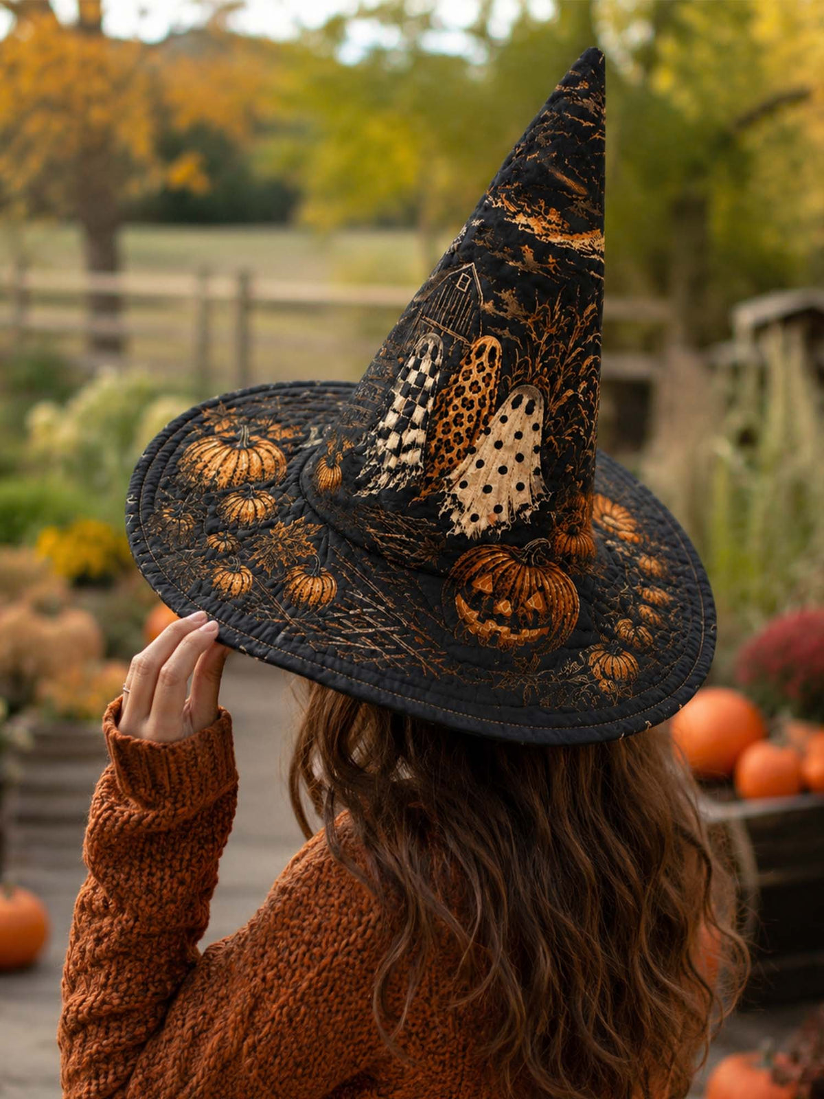 Handmade Quilted Witch Hat β Haunted Pumpkins for Halloween