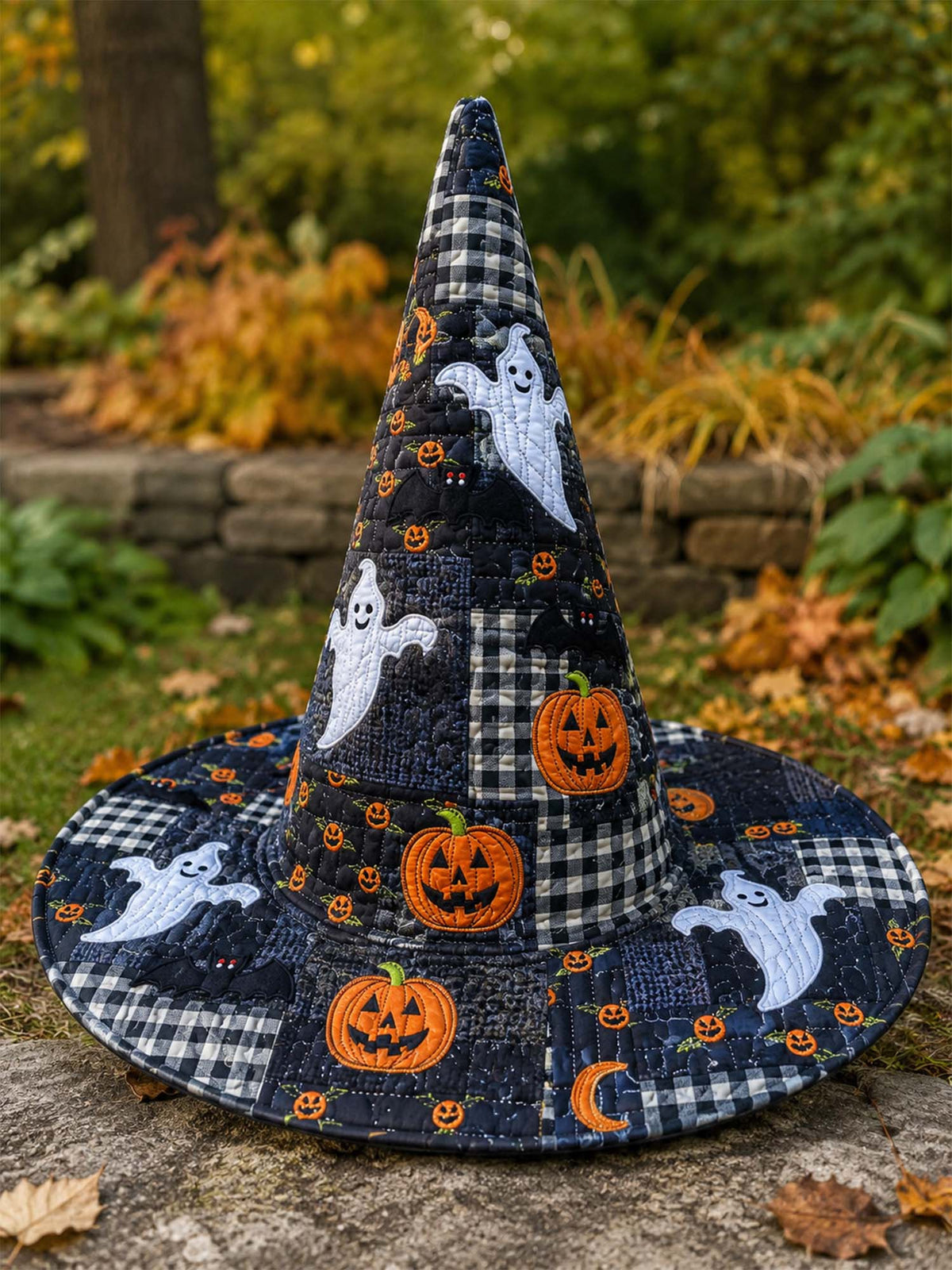 Handmade Quilted Witch Hat β Halloween Ghosts