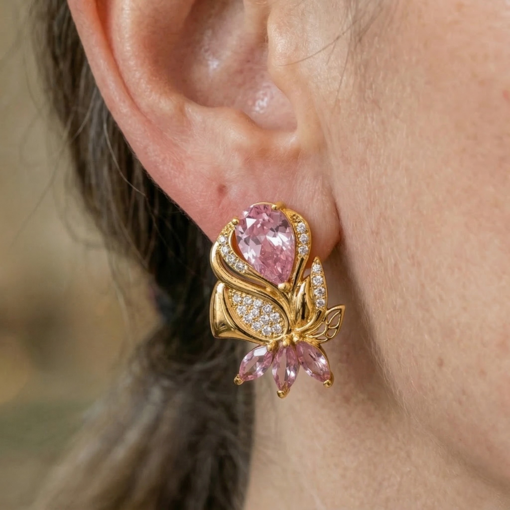 Amelie Rose Petal Earrings | Gold