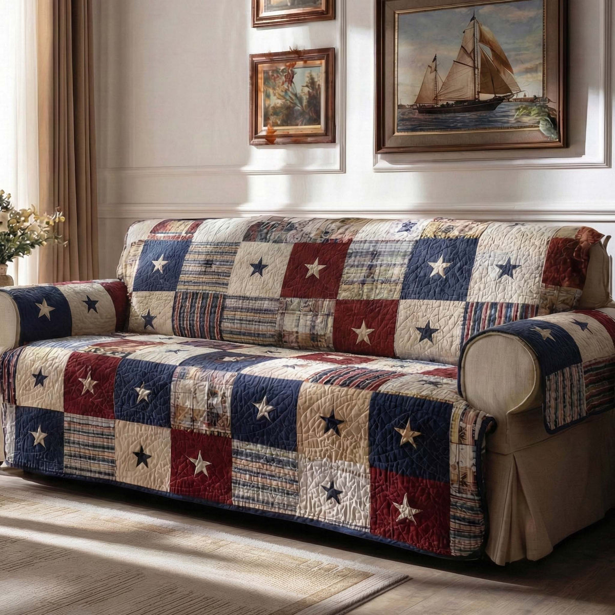 Quilted Sofa Cover – American Style