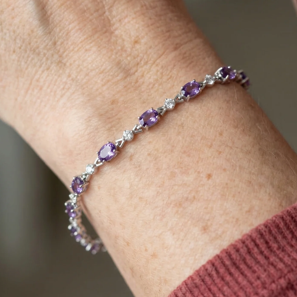 Amethyst Bracelet “Starlight” | White Gold