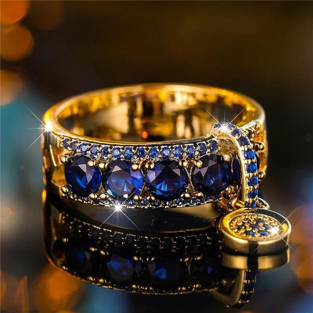 Antique Ring in Gold with Blue Crystal