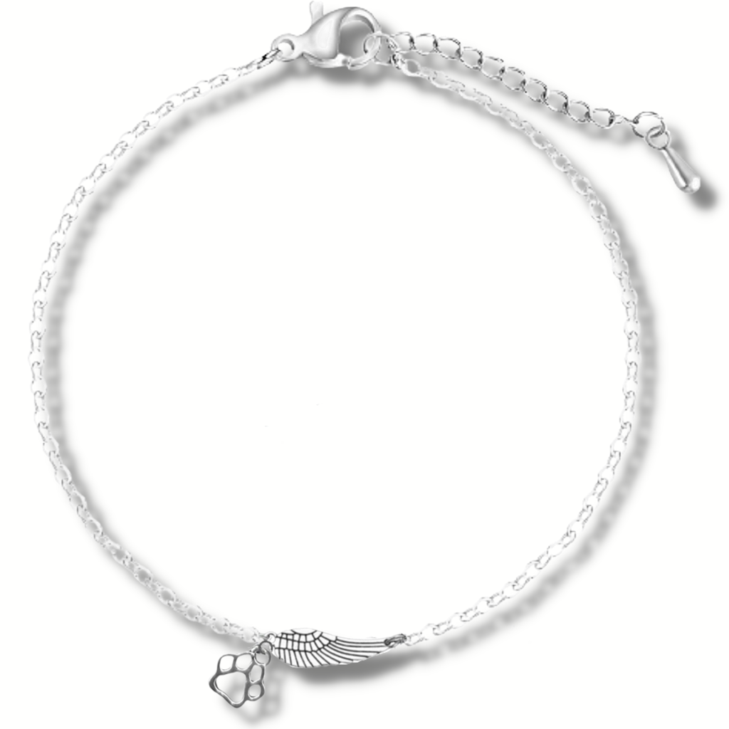 Memorial Bracelet in White Gold with Angel Wing