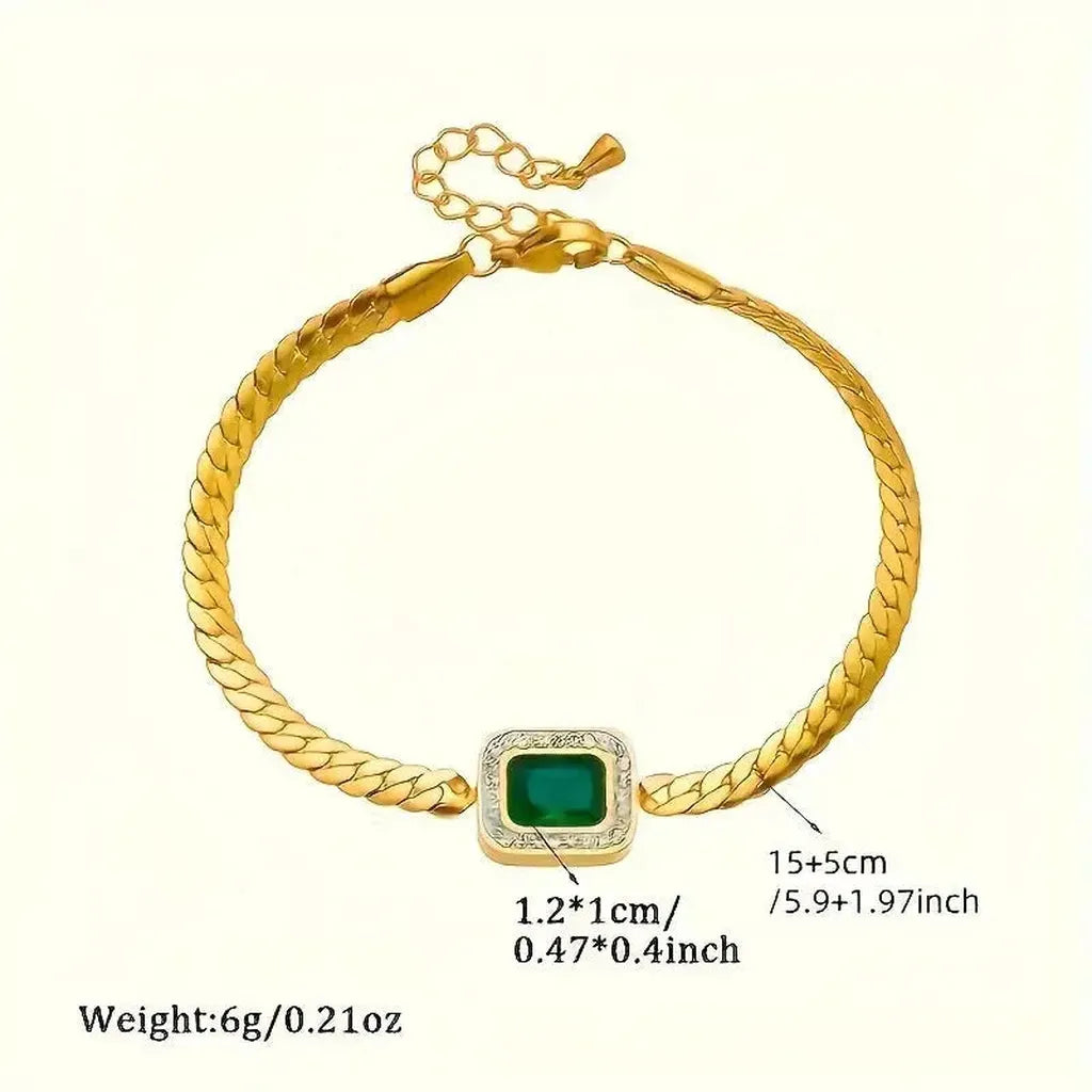 Joanna Bracelet with Emerald Green Stone