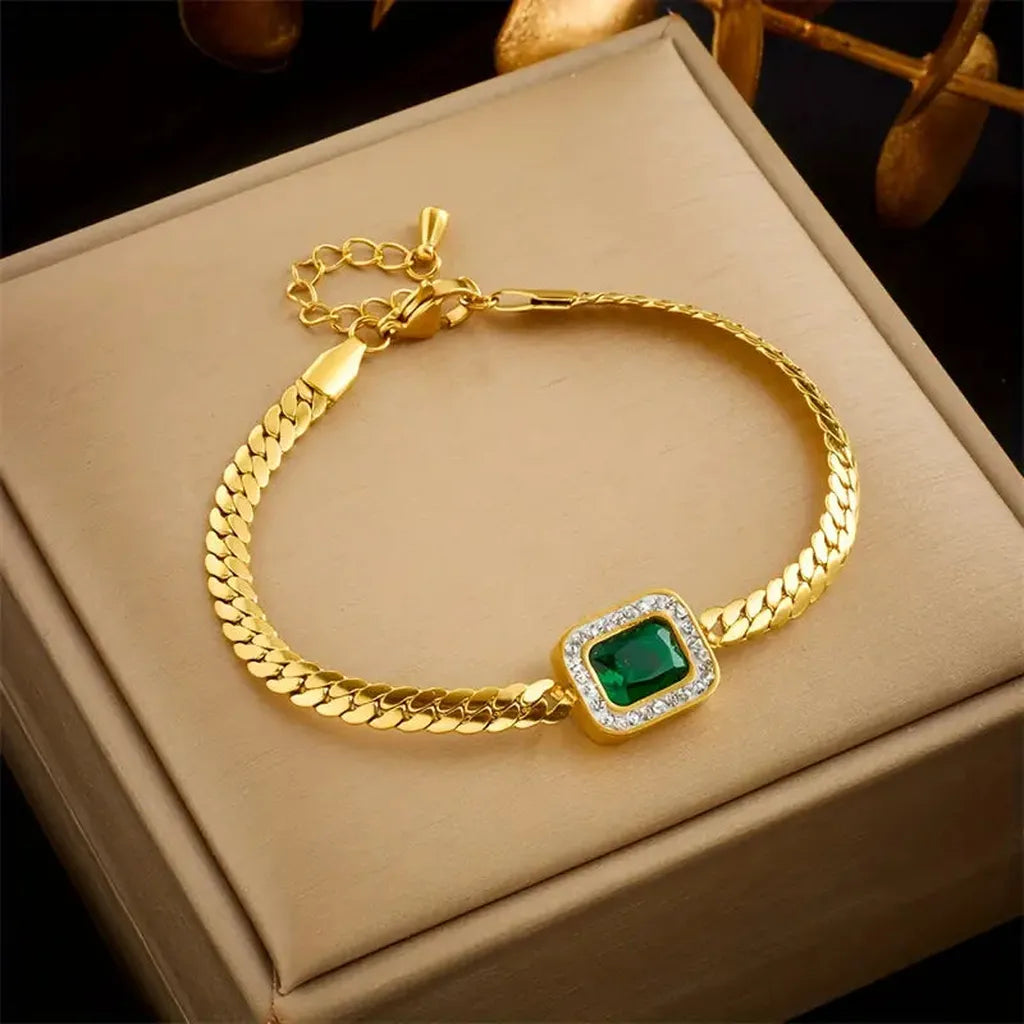 Joanna Bracelet with Emerald Green Stone