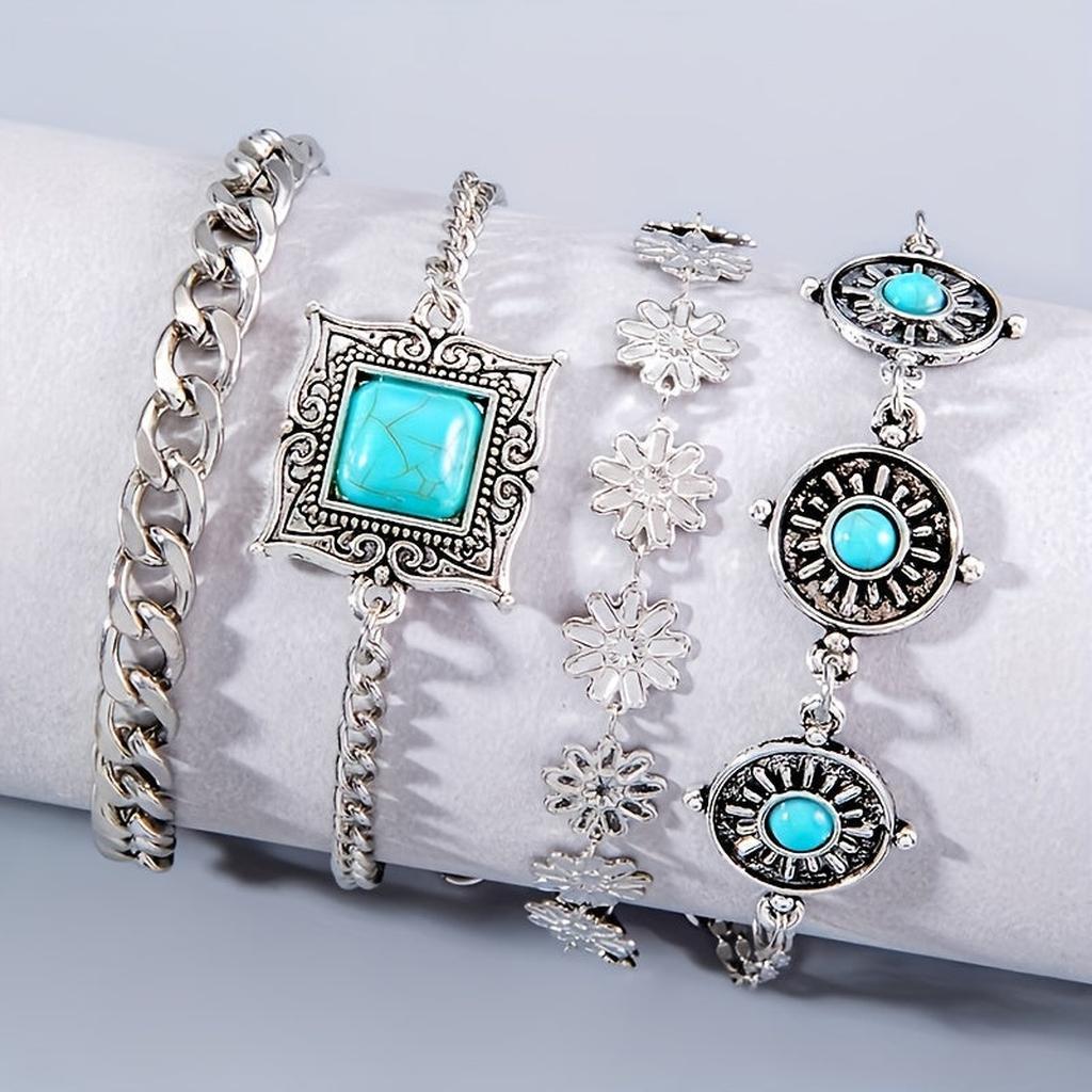 Bracelet Set of Rainbow Stone | White Gold