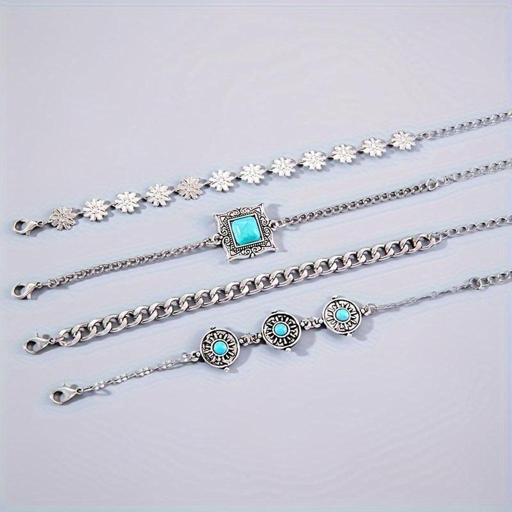 Bracelet Set of Rainbow Stone | White Gold