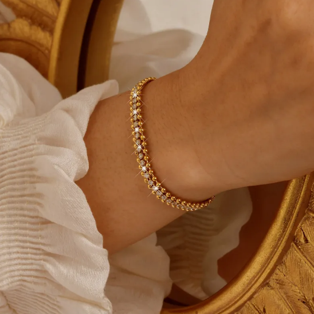 Stainless Steel Bracelet with Zirconia Necklace