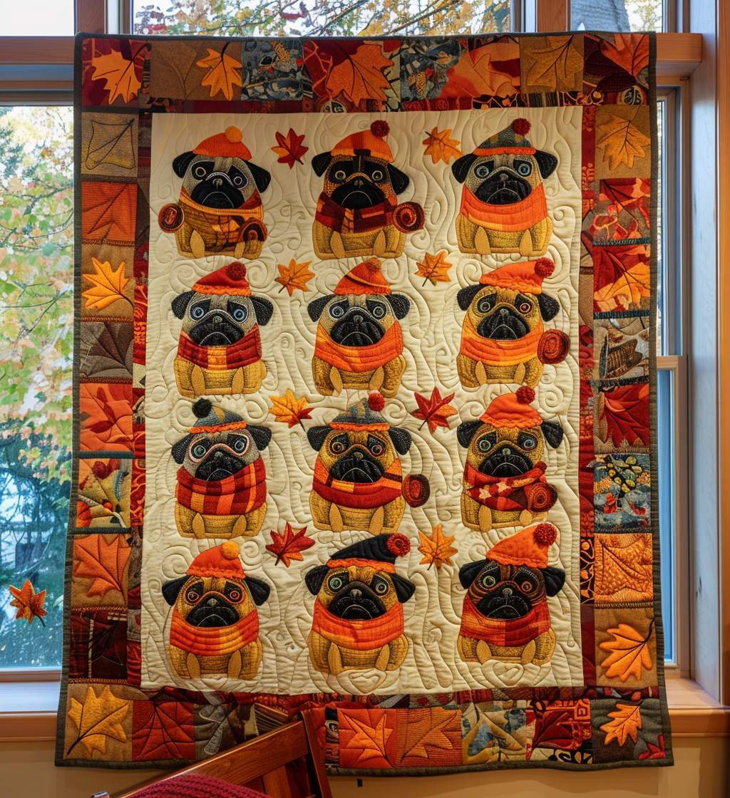 Quilted Blanket – Pugs Vibe Autumn