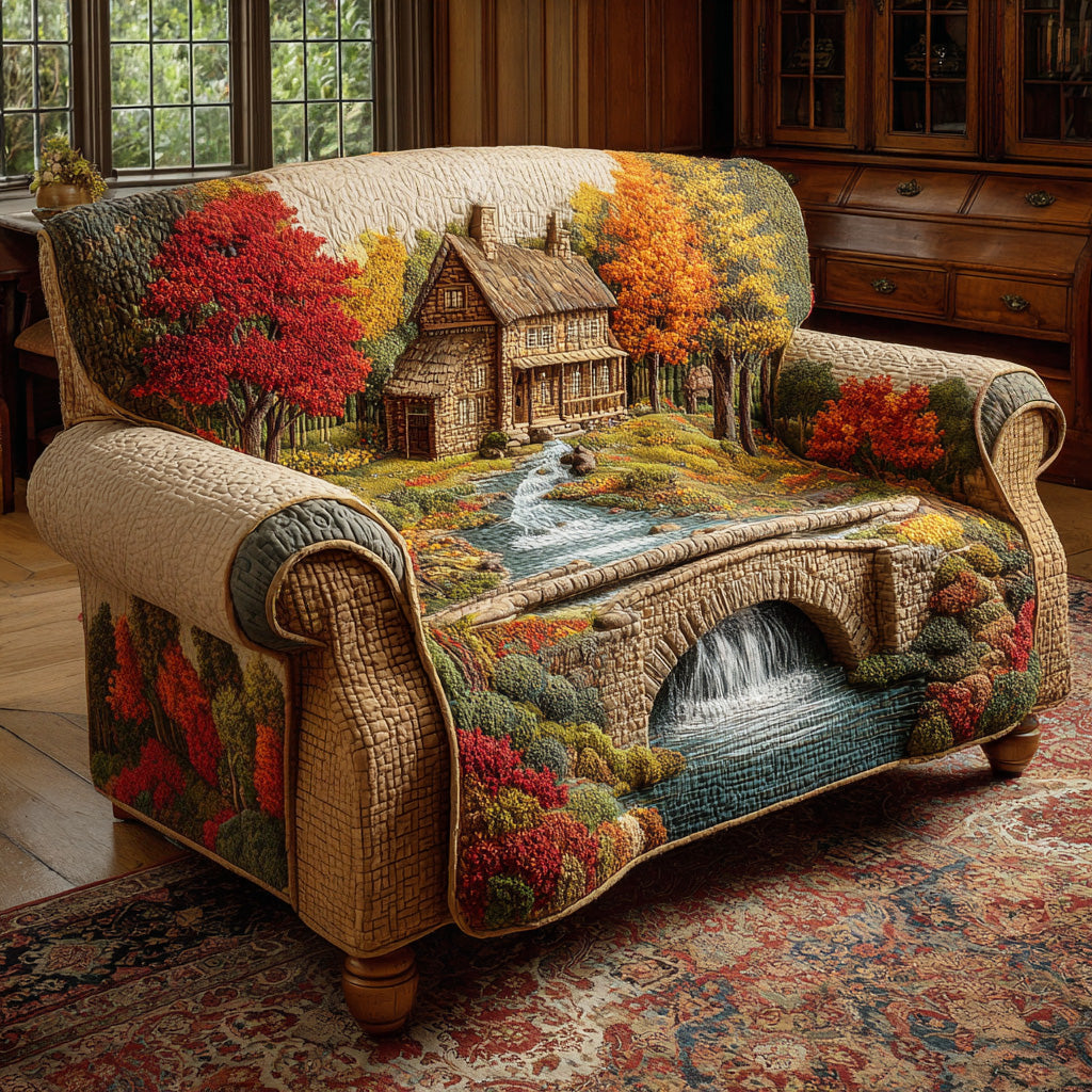 Quilted Sofa Cover with Forest Pattern