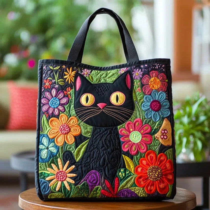 Black Cats Quilted Shoulder Bag
