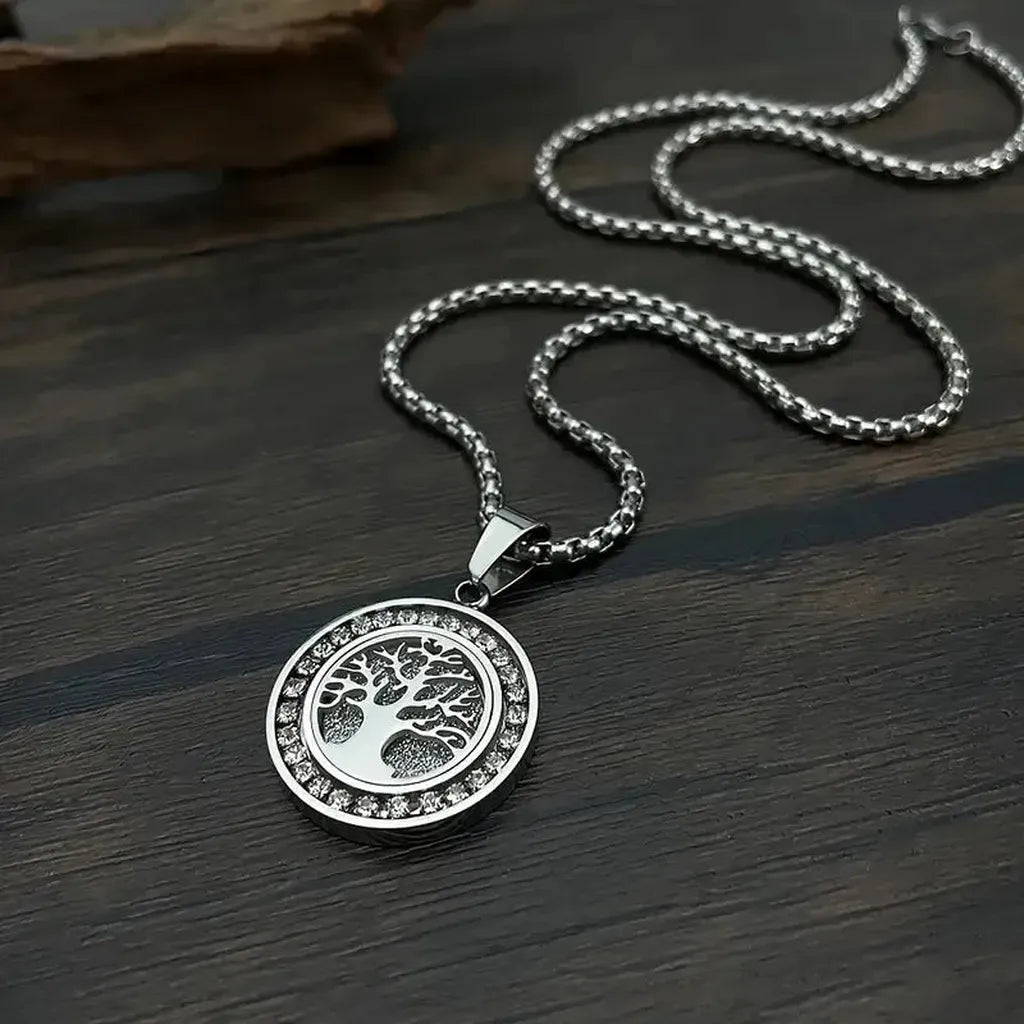 Tree of Life Necklace in Gold Finish with Zirconia