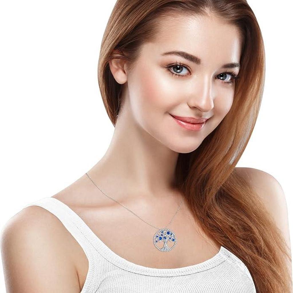 Tree of Life Necklace with Sapphire | White Gold
