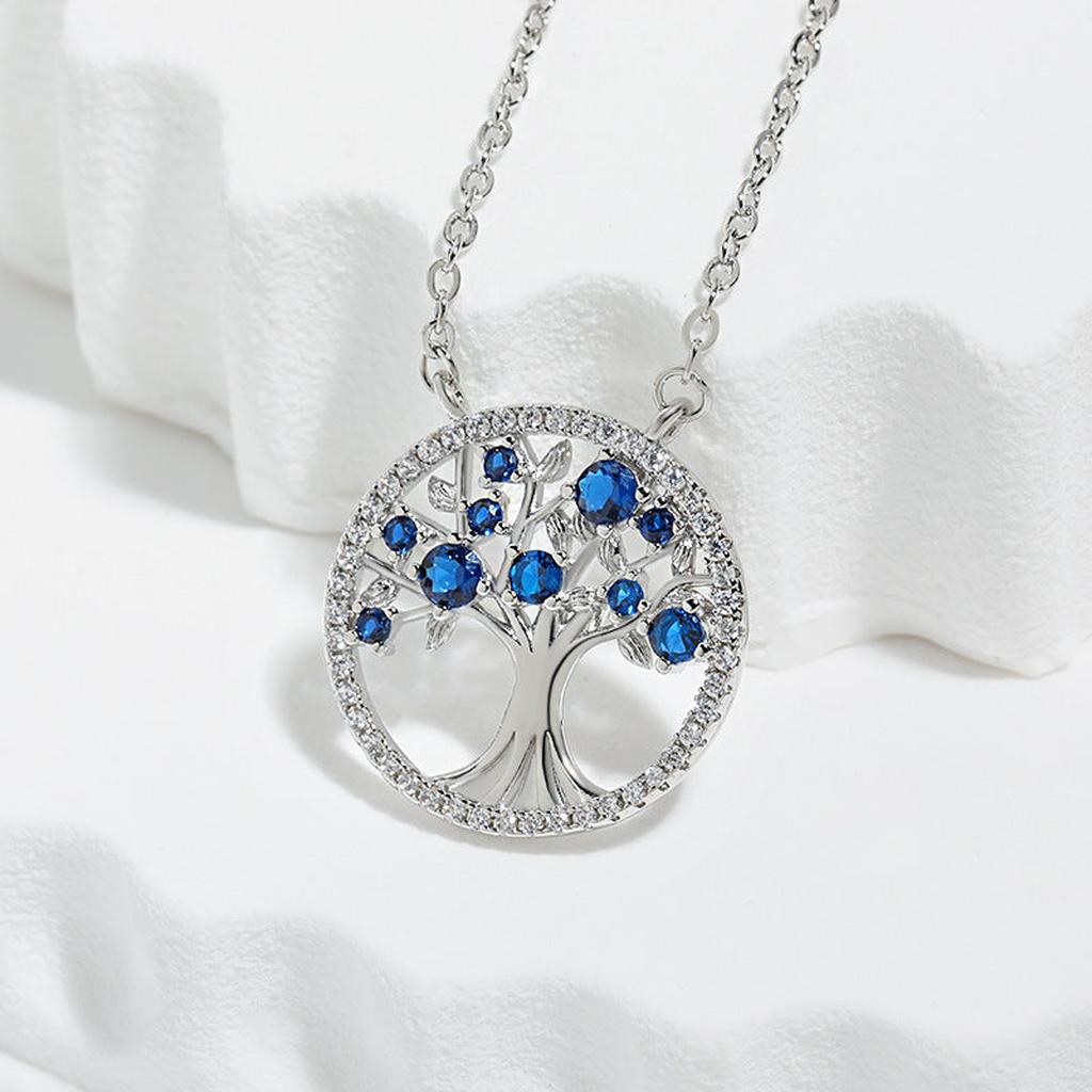 Tree of Life Necklace with Sapphire | White Gold