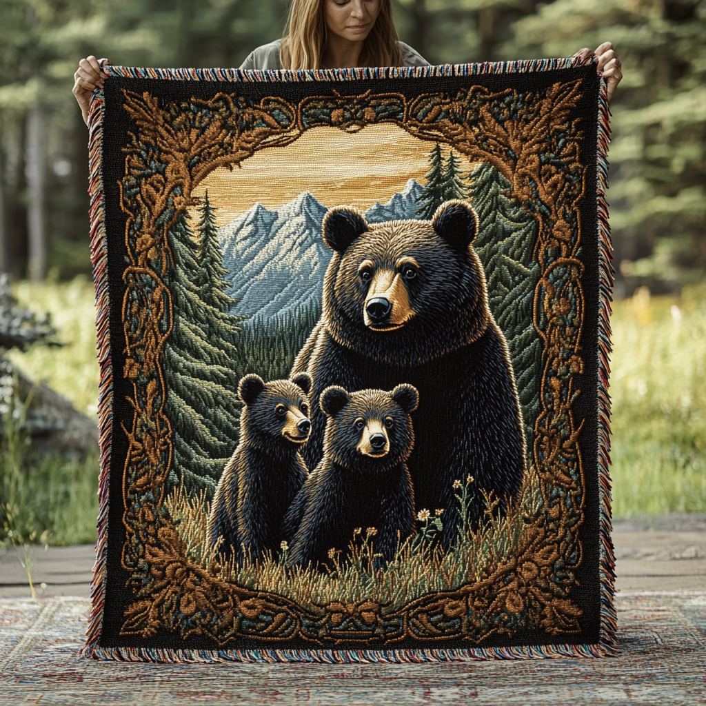 Woven Blanket – Black Bear Family