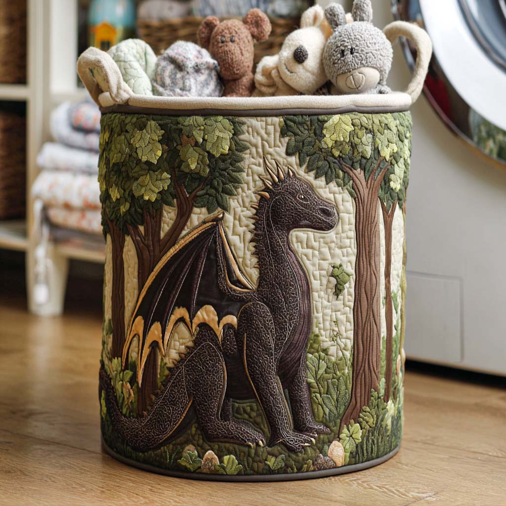 Quilted Laundry Basket with Warm, Intense Pattern