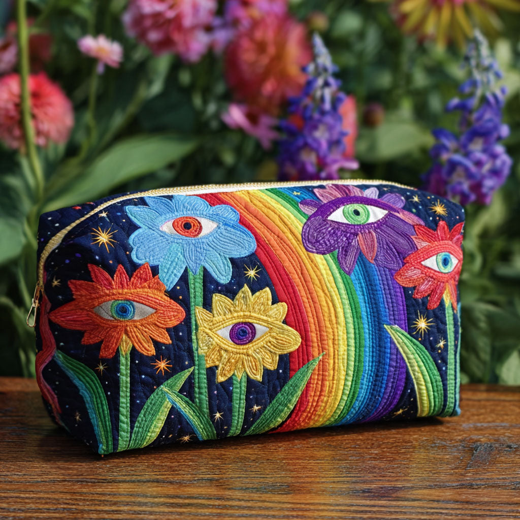 Quilted Makeup Bag with Boho Mushrooms