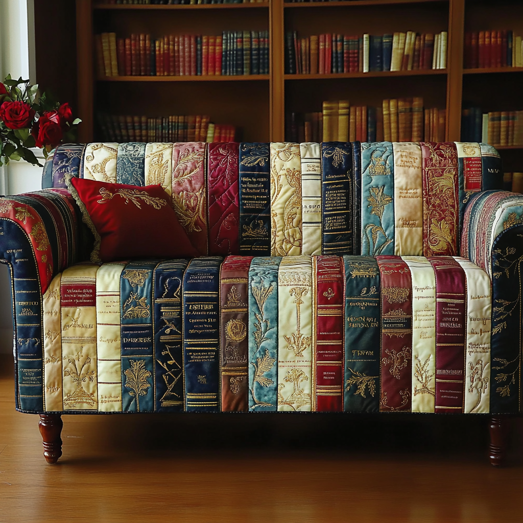 Quilted Sofa Cover – with Circular Books