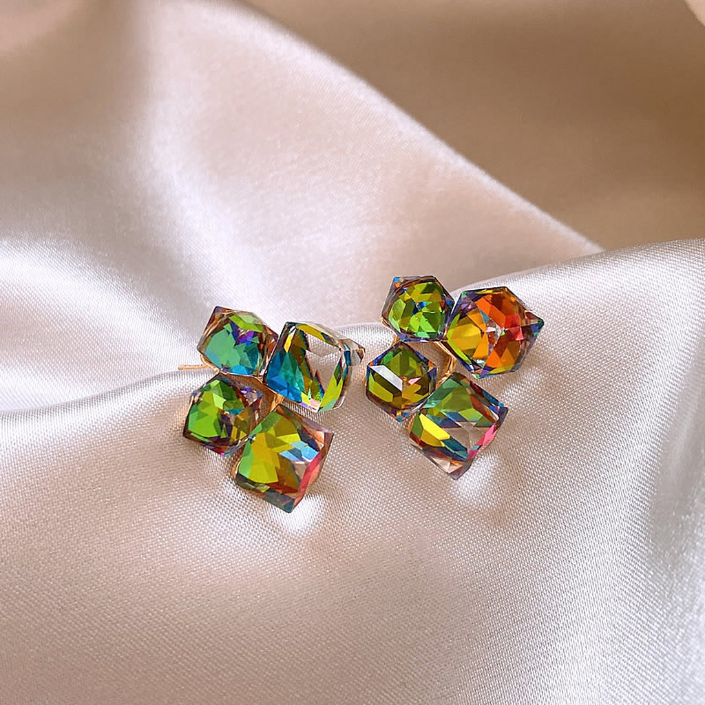 Colourful Zirconia Earrings in Gold