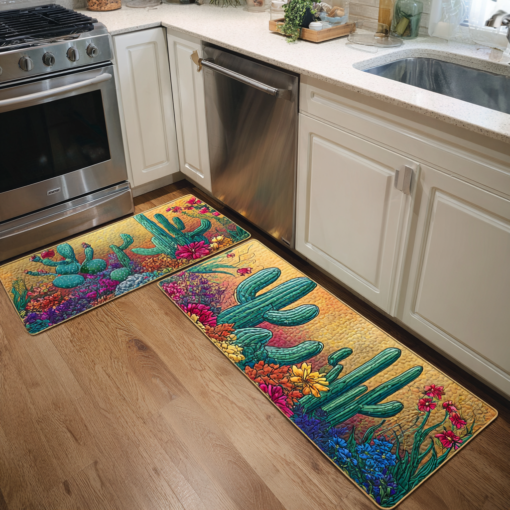 Non-Slip Kitchen Rug – Kitchen Runner Cactus at Sunset