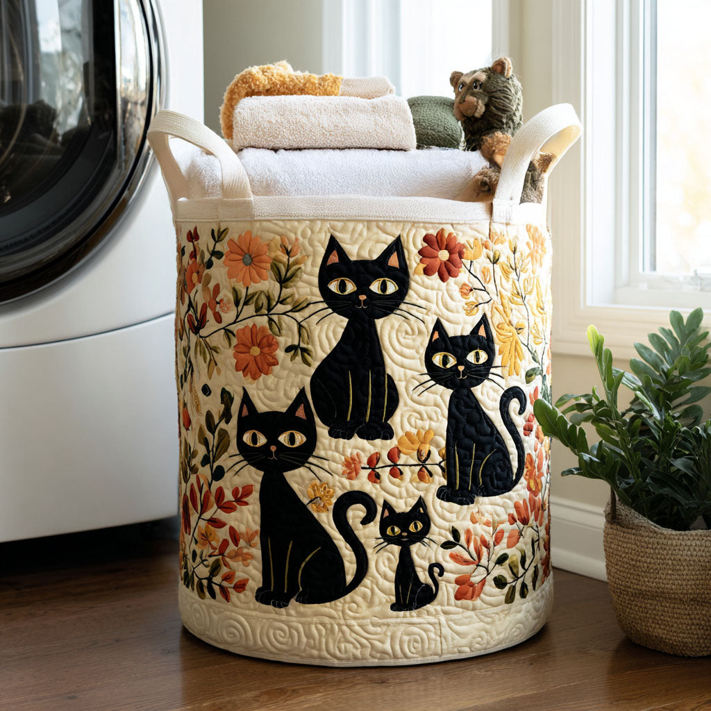 Quilted Laundry Basket in Cat Shape