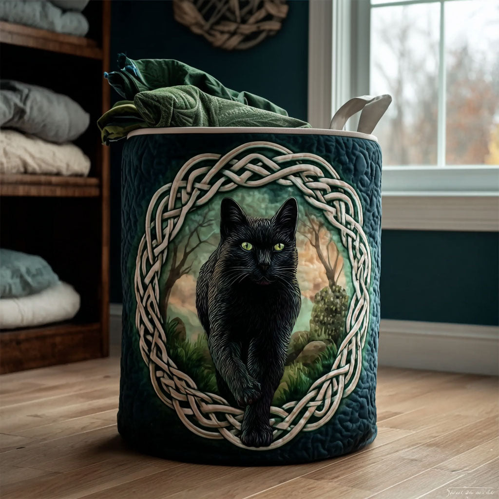 Quilted Laundry Basket with Cats