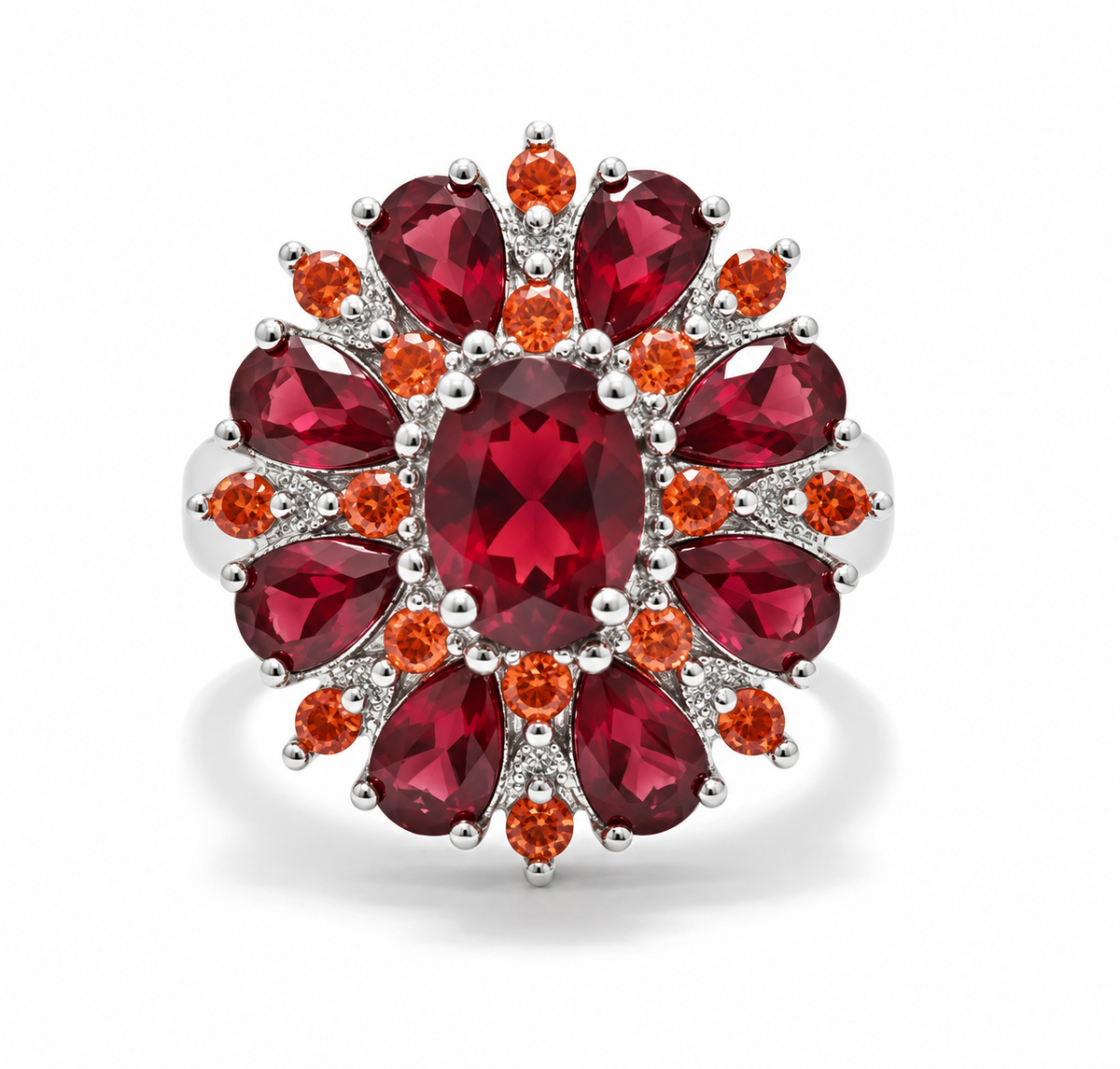 Scarlet Blossom Ring | White Gold